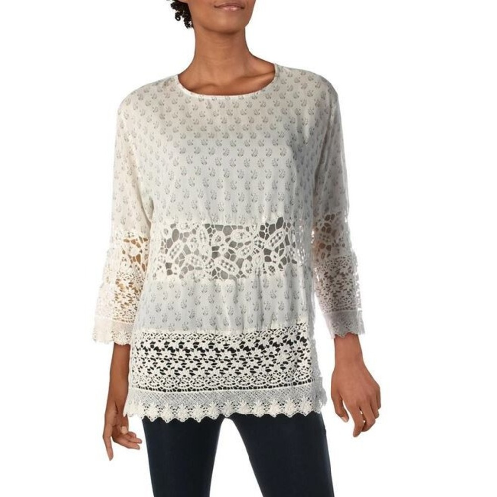 FRENCH CONNECTION women blouse top 72JBK off white cream rayon cotton 0 $128